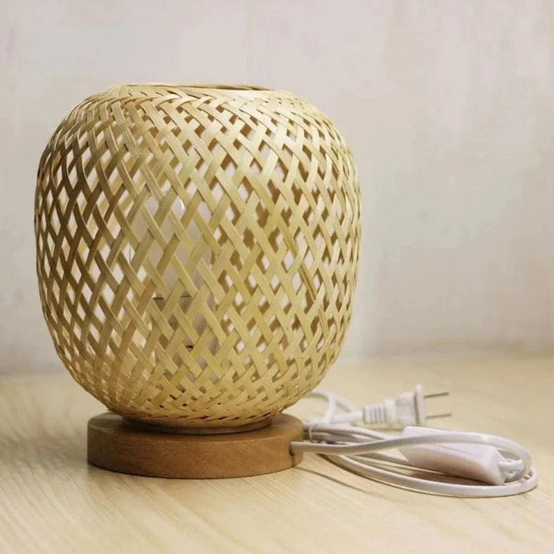 Lampe De Chevet Moderne En Bambou Et Rotin - Lampe De Table